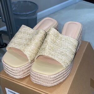 Stylish Cream Platform Slide Sandals